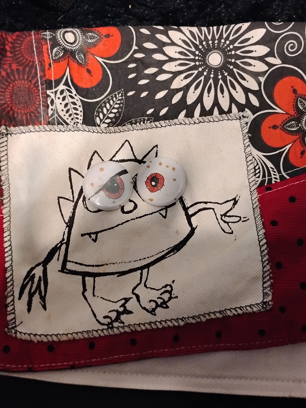 Monster Patch Crossbody Bag in Black, Red, Orange